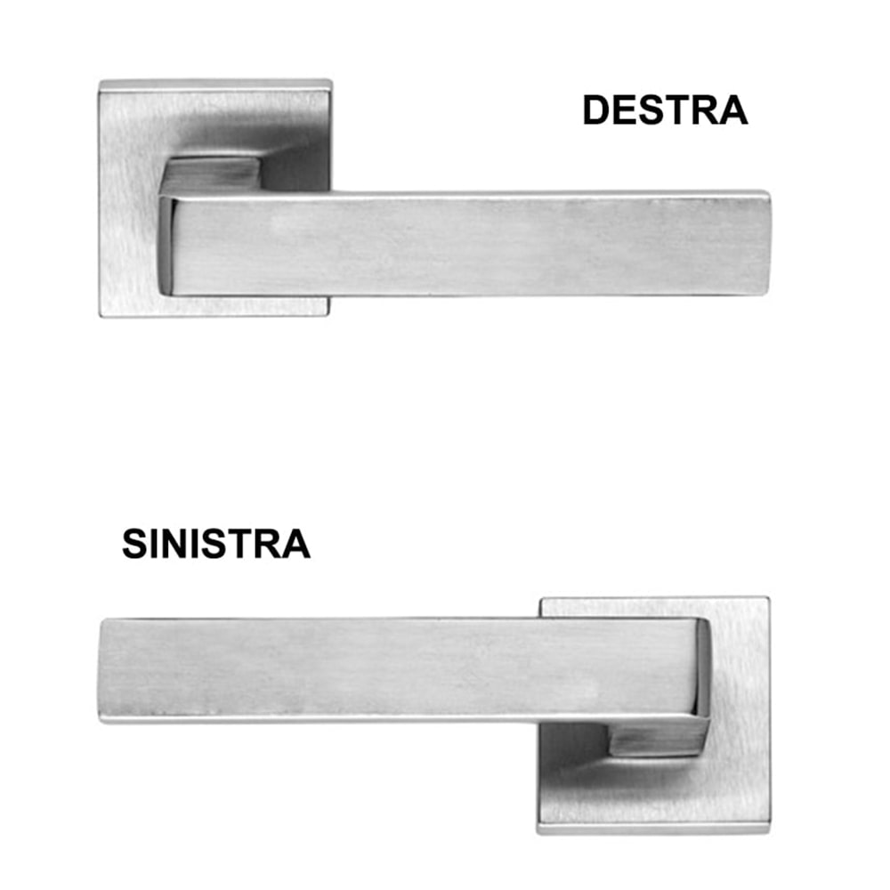 Mezza maniglia cromo satinato quadra mod. ASTI per porte e finestre moderne mano dx e sx