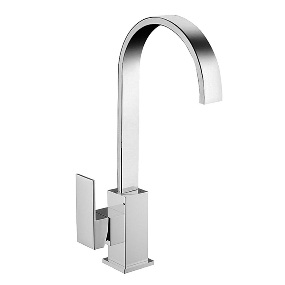 Rubinetto miscelatore lavello stile moderno cromo lucido SQUARE getto a cascata