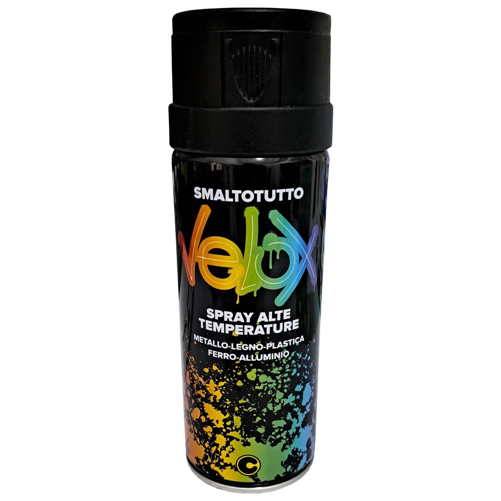Bomboletta vernice spray alte temperature nero opaco 500°C VELOX ml.400