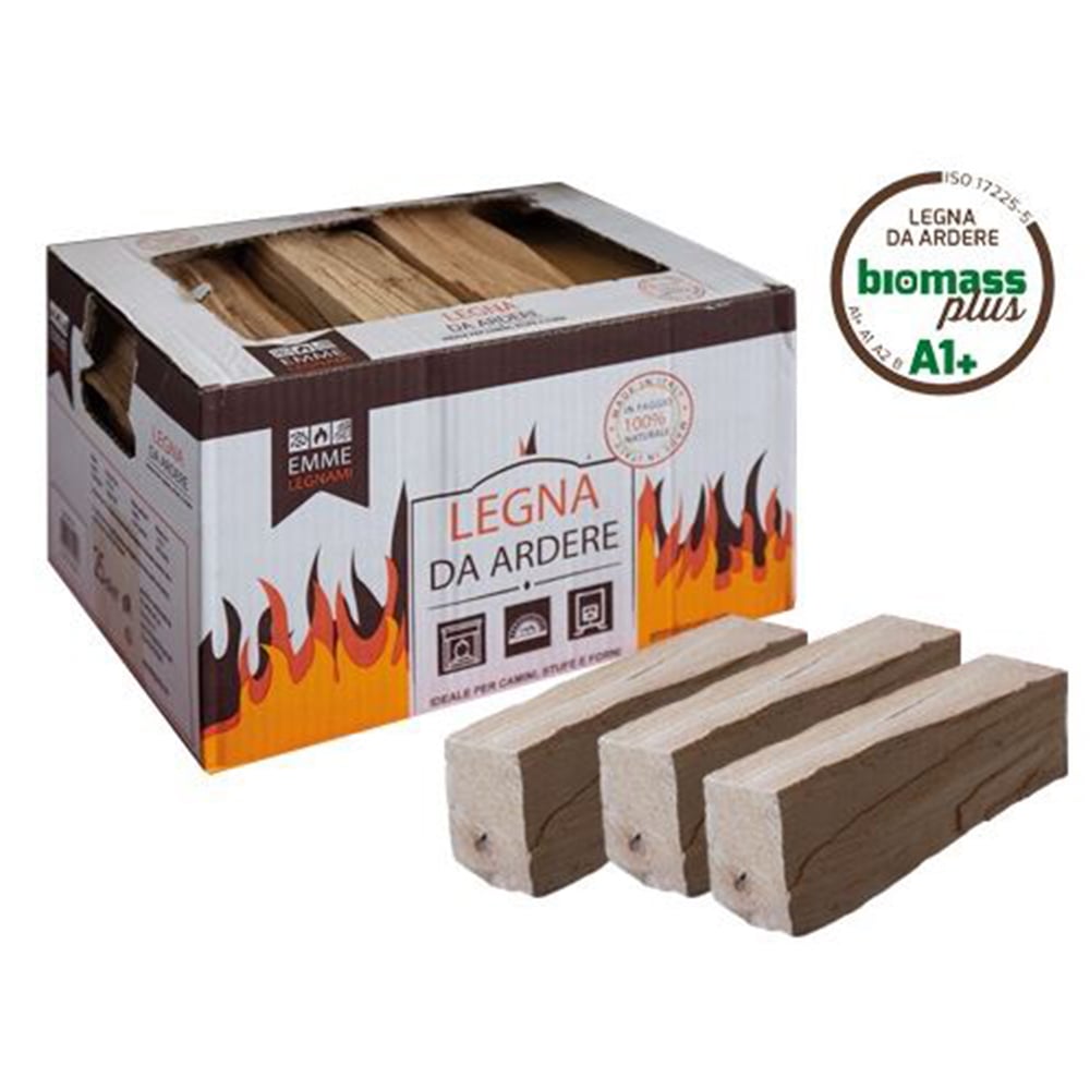 Legna da ardere per stufe camini e forni in scatola kg.12 circa legna di faggio certificata A1 PLUS 