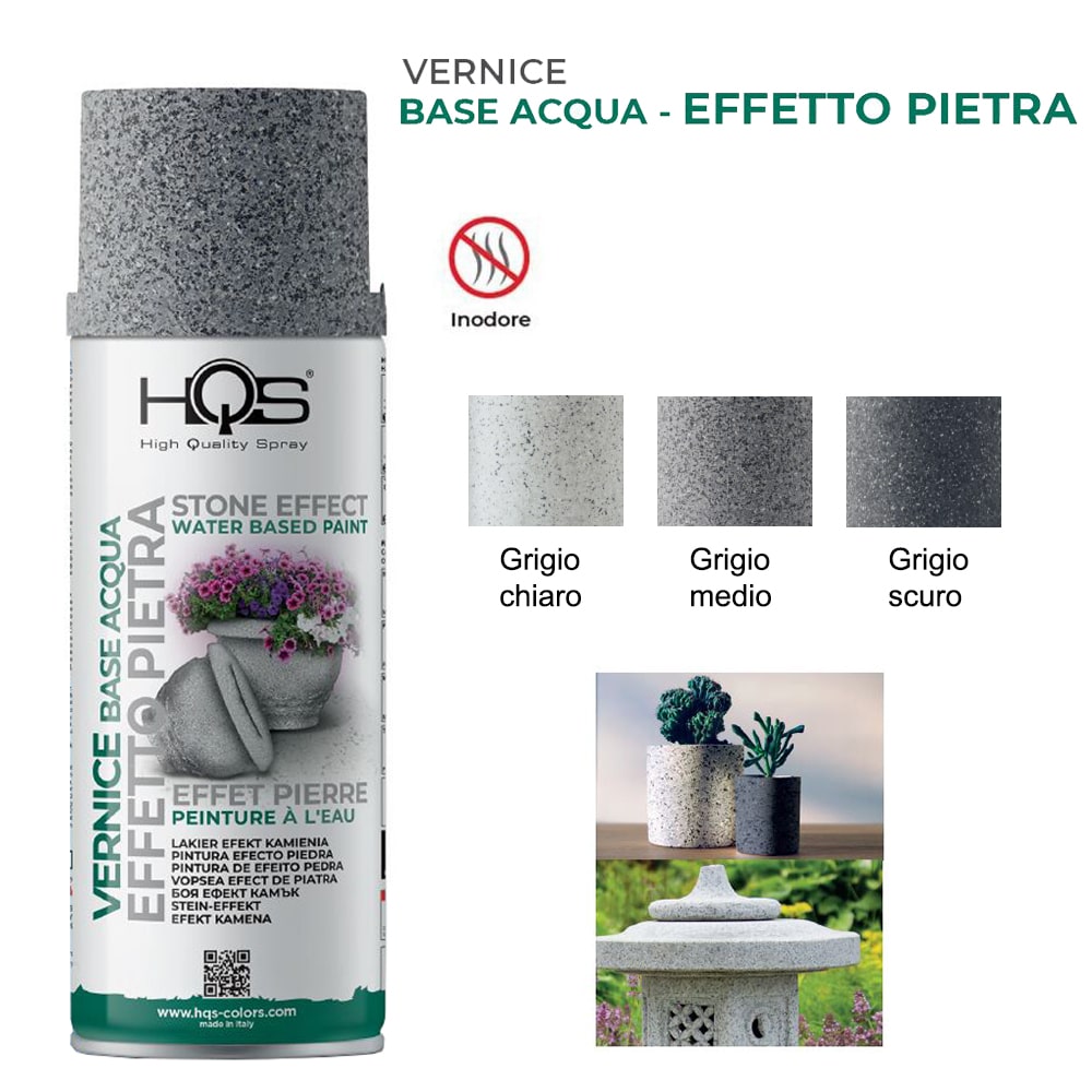 Vernice spray effetto pietra base acqua ml.400 vernice effetto pietra/granito HQS vari colori