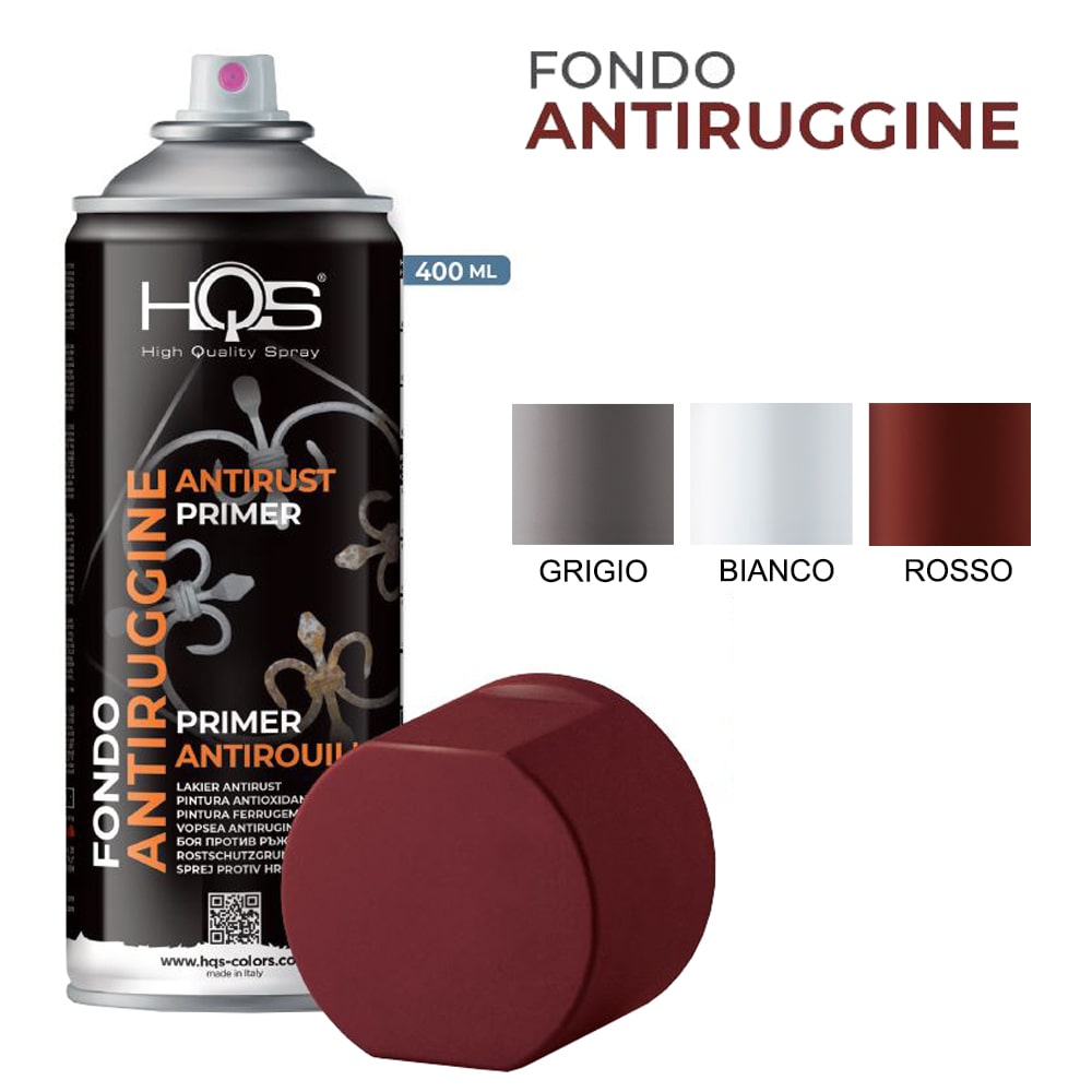 Vernice spray fondo antiruggine per metalli ml.400 HQS spray antiruggine vari colori