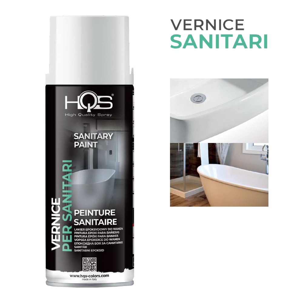 Vernice spray per sanitari bianco ml.400 HQS spray epoxy ripristina sanitari per superfici smaltate