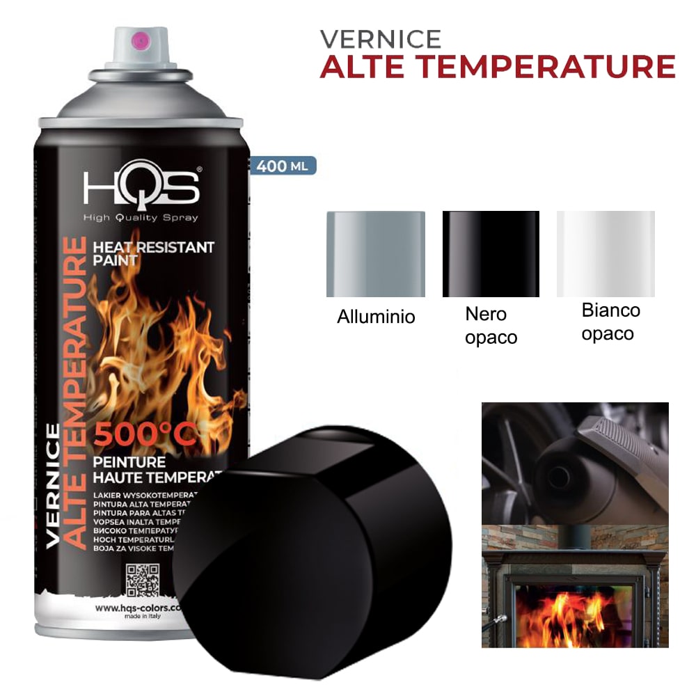Vernice spray alta temperatura fino a 500°C ml.400 HQS vari colori