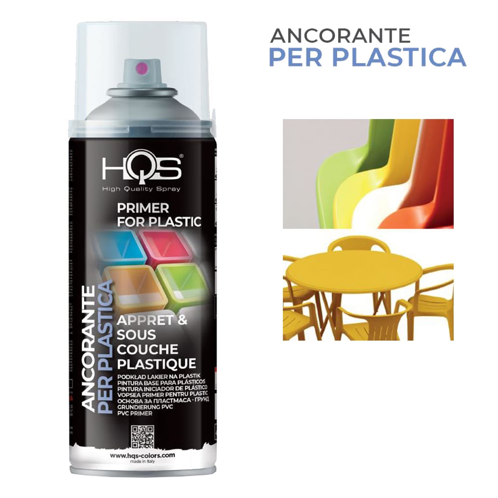 Vernice spray fondo ancorante per plastica e pvc primer aggrappante trasparente ml.400 HQS