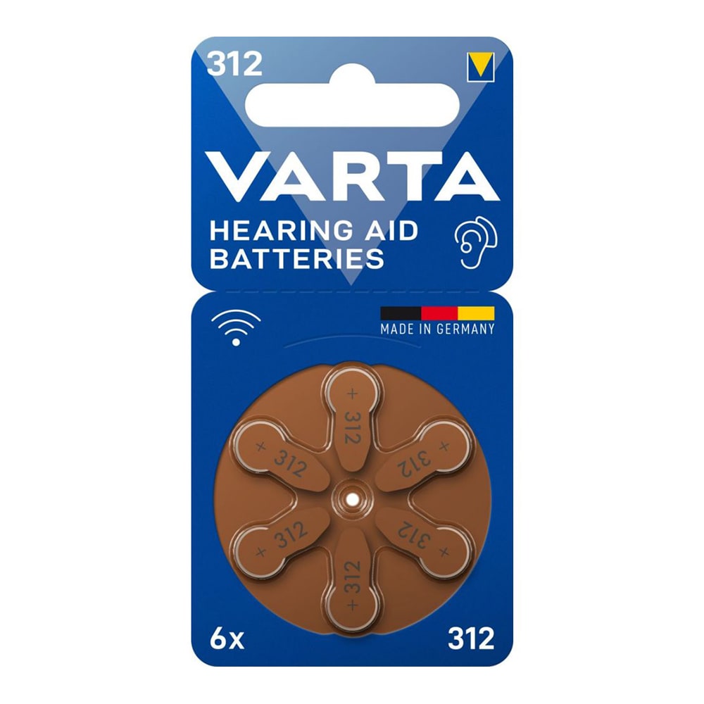 Pila batteria per apparecchi acustici VARTA 312 zinco-aria 1,4 V bl.6 pz.