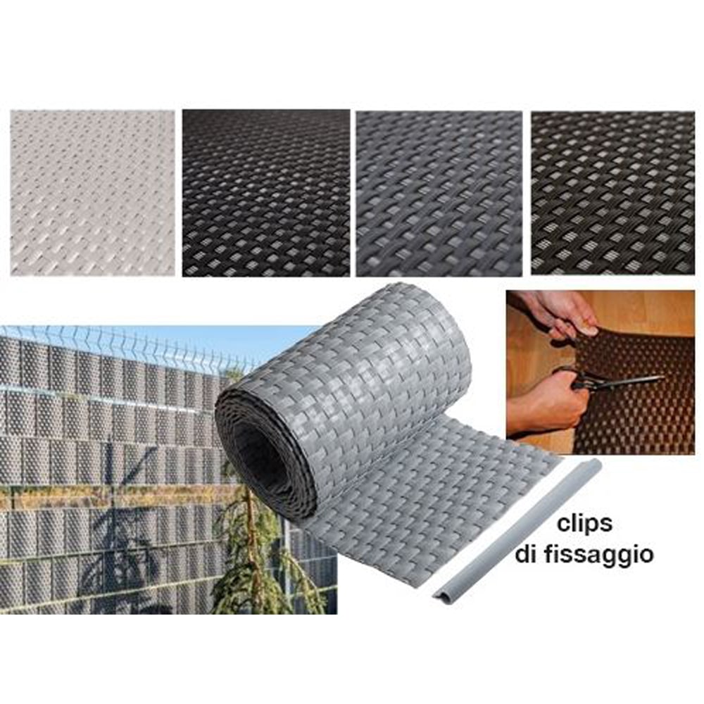 Fascia frangivista RATTAN SCREEN striscia oscurante rivestimento in rattan per balconi e recinzioni h.19 x 200 cm. vari colori 