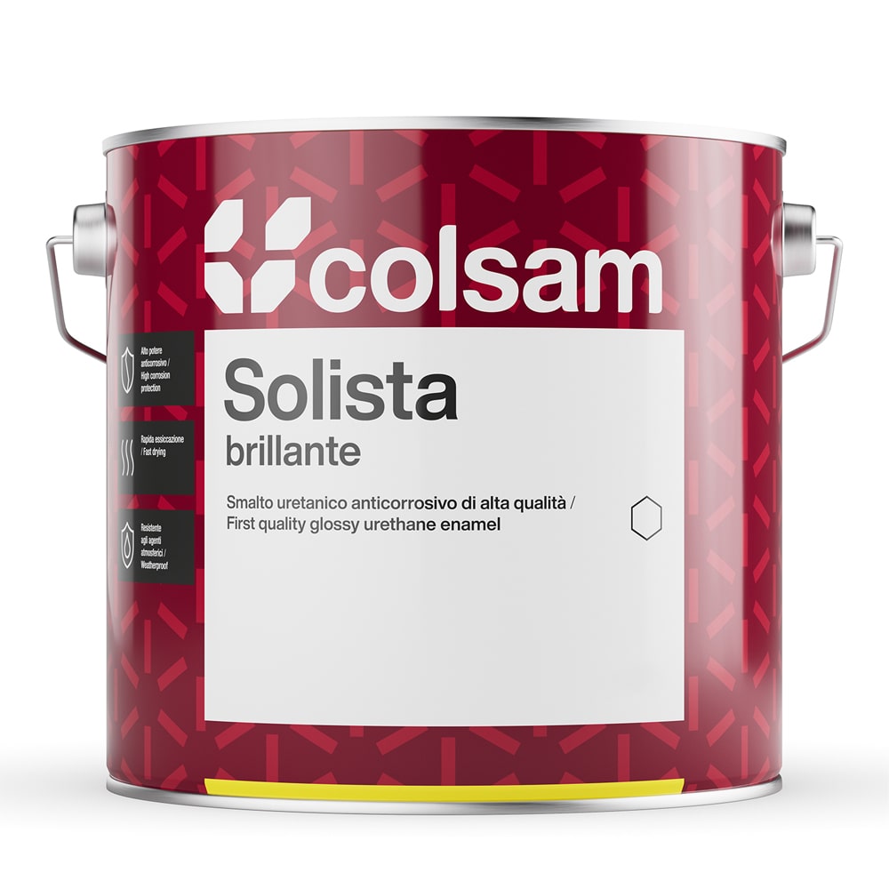 Vernice smalto sintetico professionale COLSAM SOLISTA brillante lt.0,375 - 0,750 - 2,50 colori di cartella