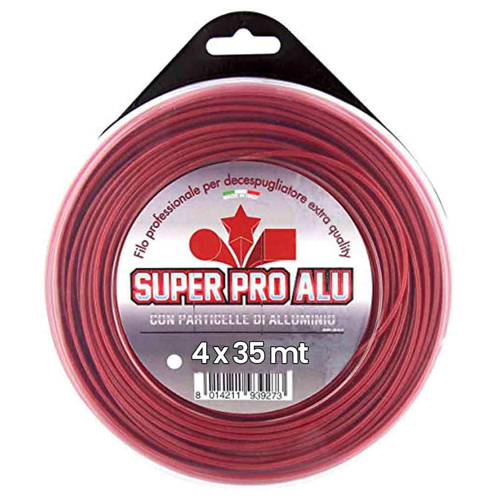 Filo nylon professionale tondo per decespugliatore ALUMADE con ossido di alluminio dm.4 x 35 mt. rosso