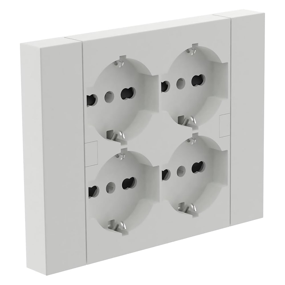 Multipresa universale ad incasso da parete QUADRA 4 prese bipasso schuko bianca ELECTRALINE 22105