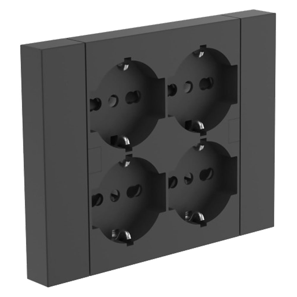 Multipresa universale ad incasso da parete QUADRA 4 prese bipasso schuko nera ELECTRALINE 22115