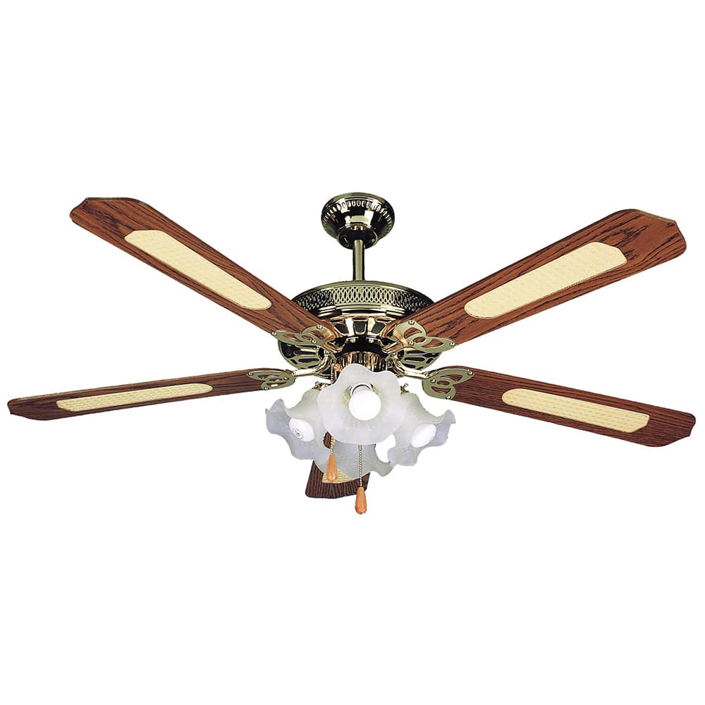 Ventilatore agitatore da soffitto con 5 pale in legno e 4 luci 65W cm.132 VINCO 70900 