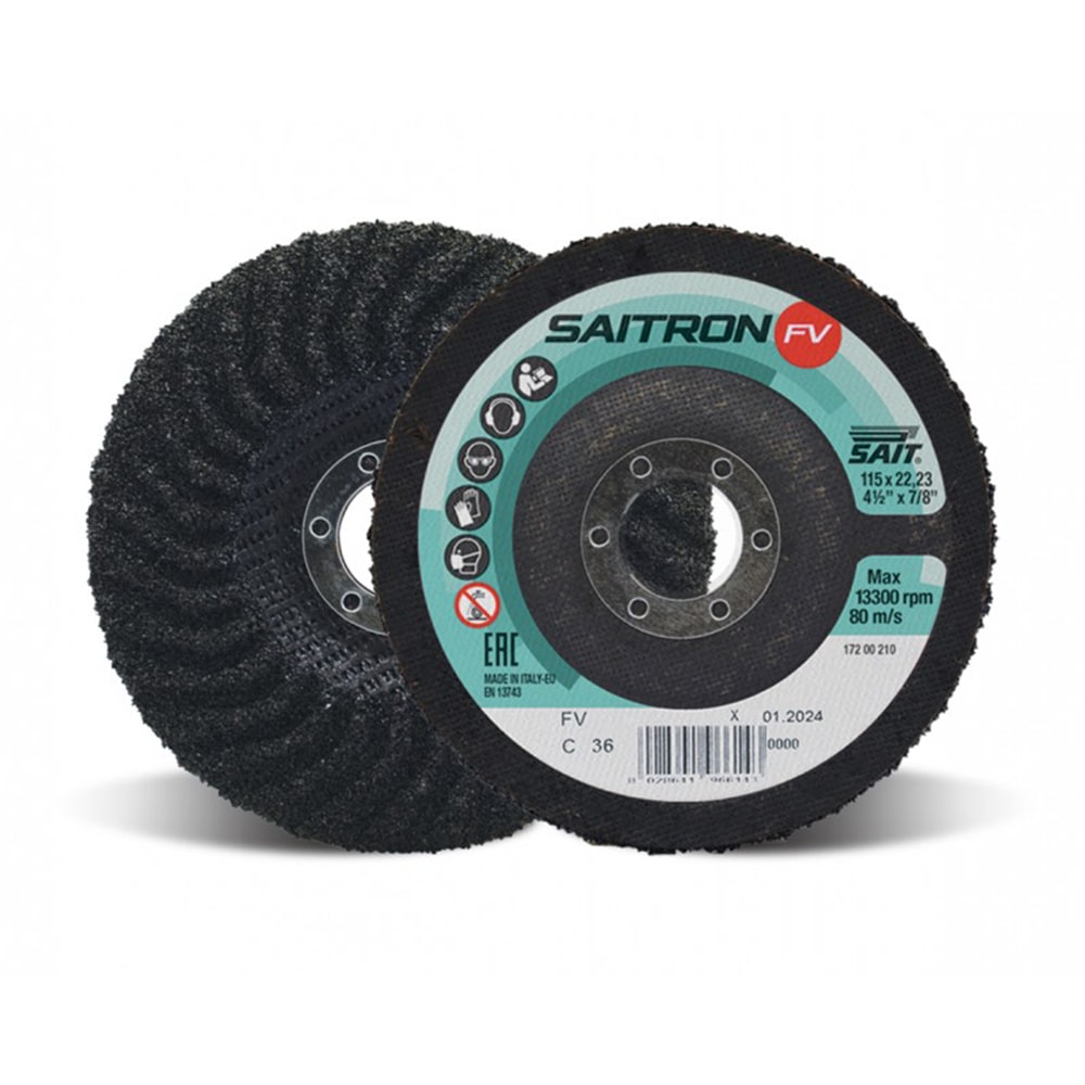 Disco su fibra di vetro al carburo di silicio SAIT SAITRON-FV gr.36 mm.115 per sgrossare