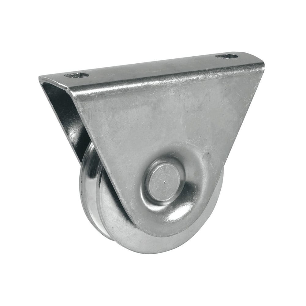 Ruota con supporto esterno per cancello scorrevole gola a V 1 cuscinetto dm.100 IBFM 386