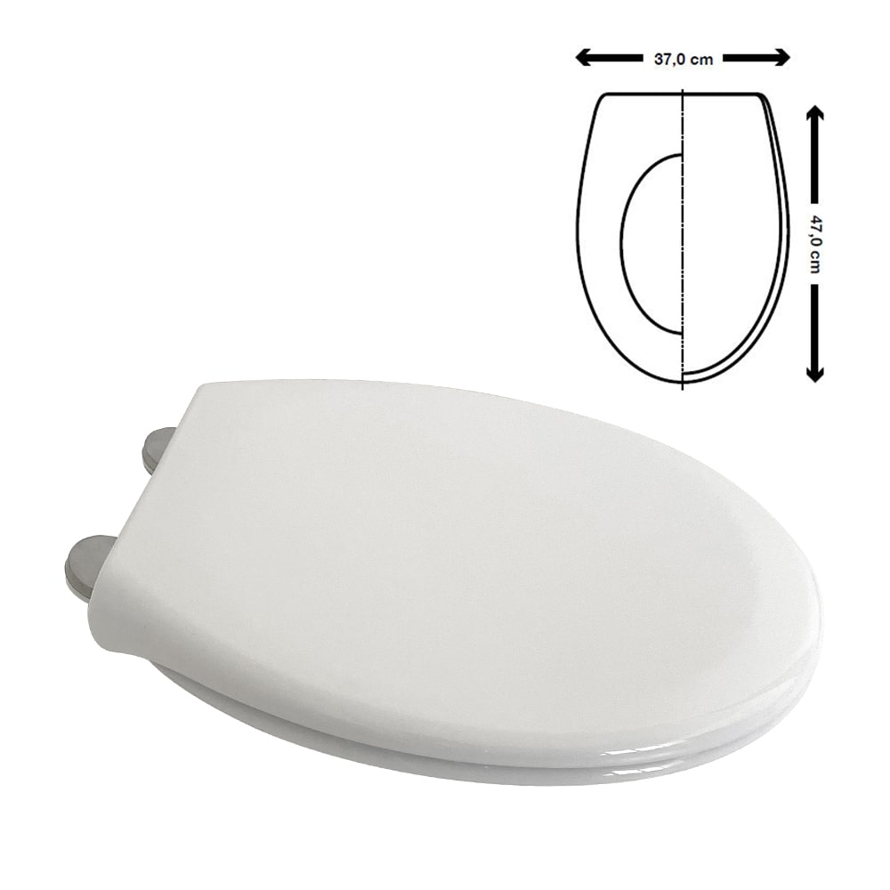Sedile wc copriwater universale in plastica bianca cm.37 x 47 con chiusura rallentata IDROBLOK