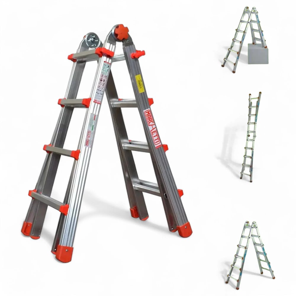 Scala alluminio multiuso 6+6 gradini h.max 630 cm. MARCHETTI SQUADRA PIU