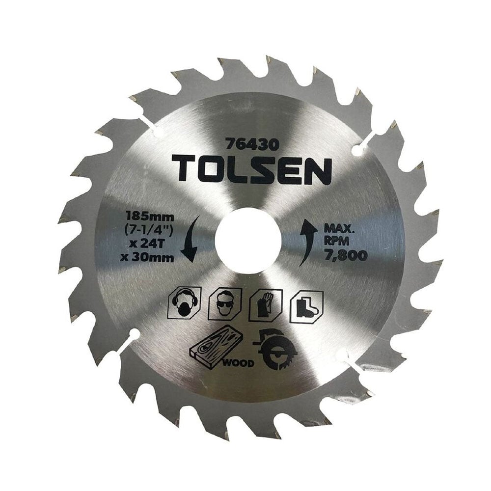 Disco per sega circolare taglio legno mm.185 x 24T x 30 TOLSEN 76430