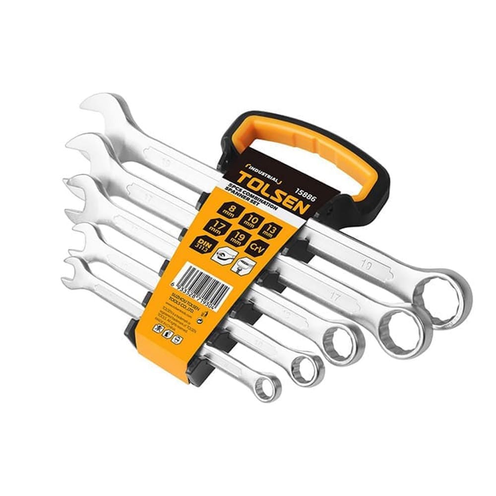 Set 5 pz. chiavi esagonali combinate Cr-V 8-19 mm. DIN 3113 TOLSEN 15886