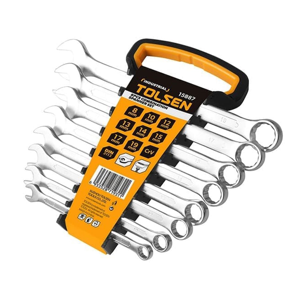 Set 8 pz. chiavi esagonali combinate Cr-V 8-19 mm. DIN 3113 TOLSEN 15887