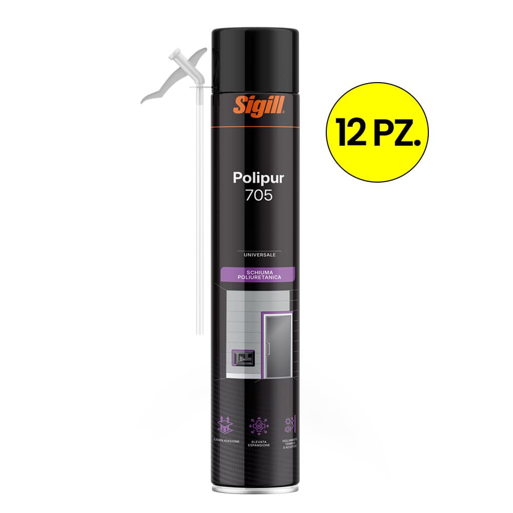 Schiuma poliuretanica isolante manuale SIGILL POLIPUR 705 ml.750 cf.12 pz. OFFERTA