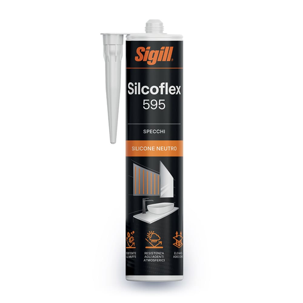 Silicone sigillante a reticolazione neutra ossimica per specchi SIGILL SILCOFLEX 595 ml.300 trasparente