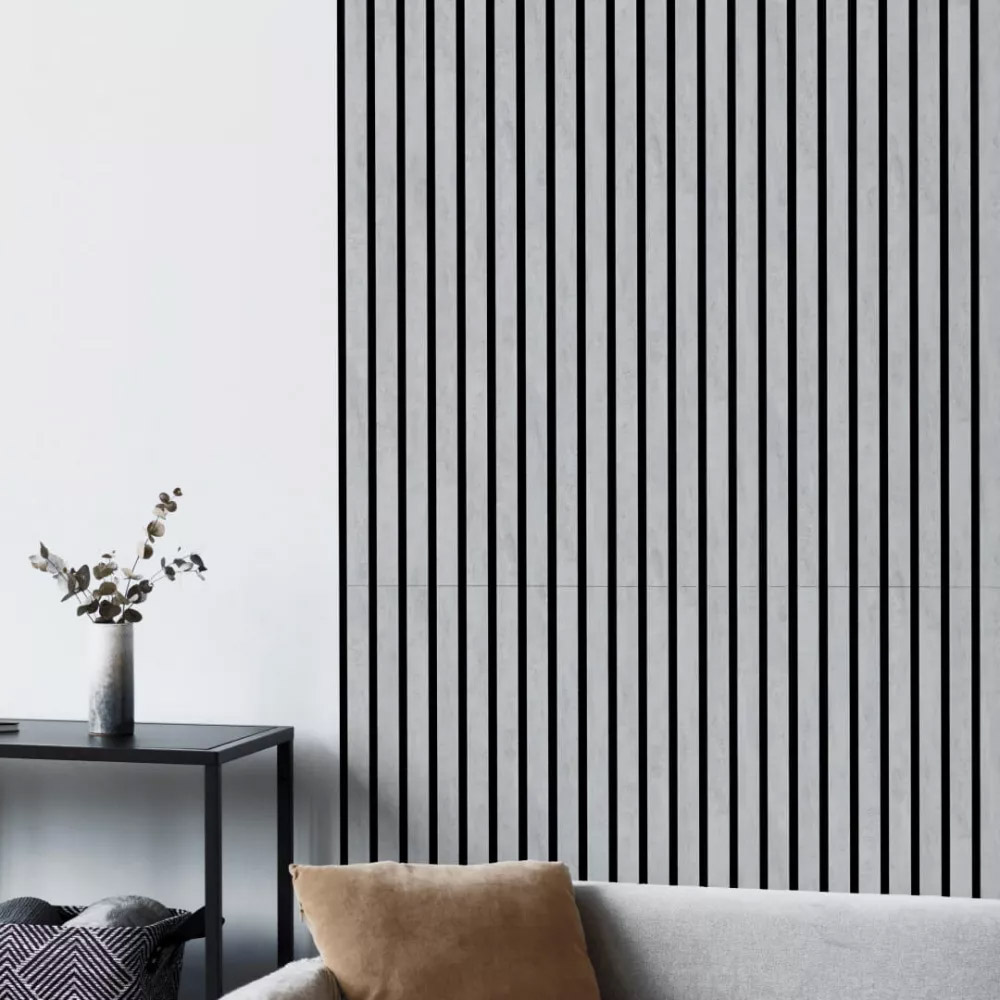 Doghe decorative lamello flessibile in mdf con felcro nero pannello cm.60 x 278 GRIGIO CHICAGO