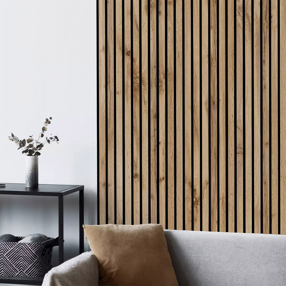 Doghe decorative lamello flessibile in mdf con felcro nero pannello cm.60 x 278 NOCE