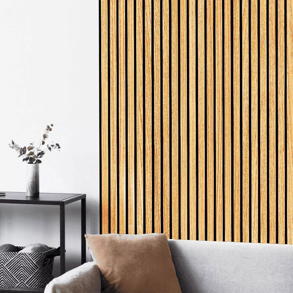 Doghe decorative lamello flessibile in mdf con felcro nero pannello cm.60 x 278 TEAK