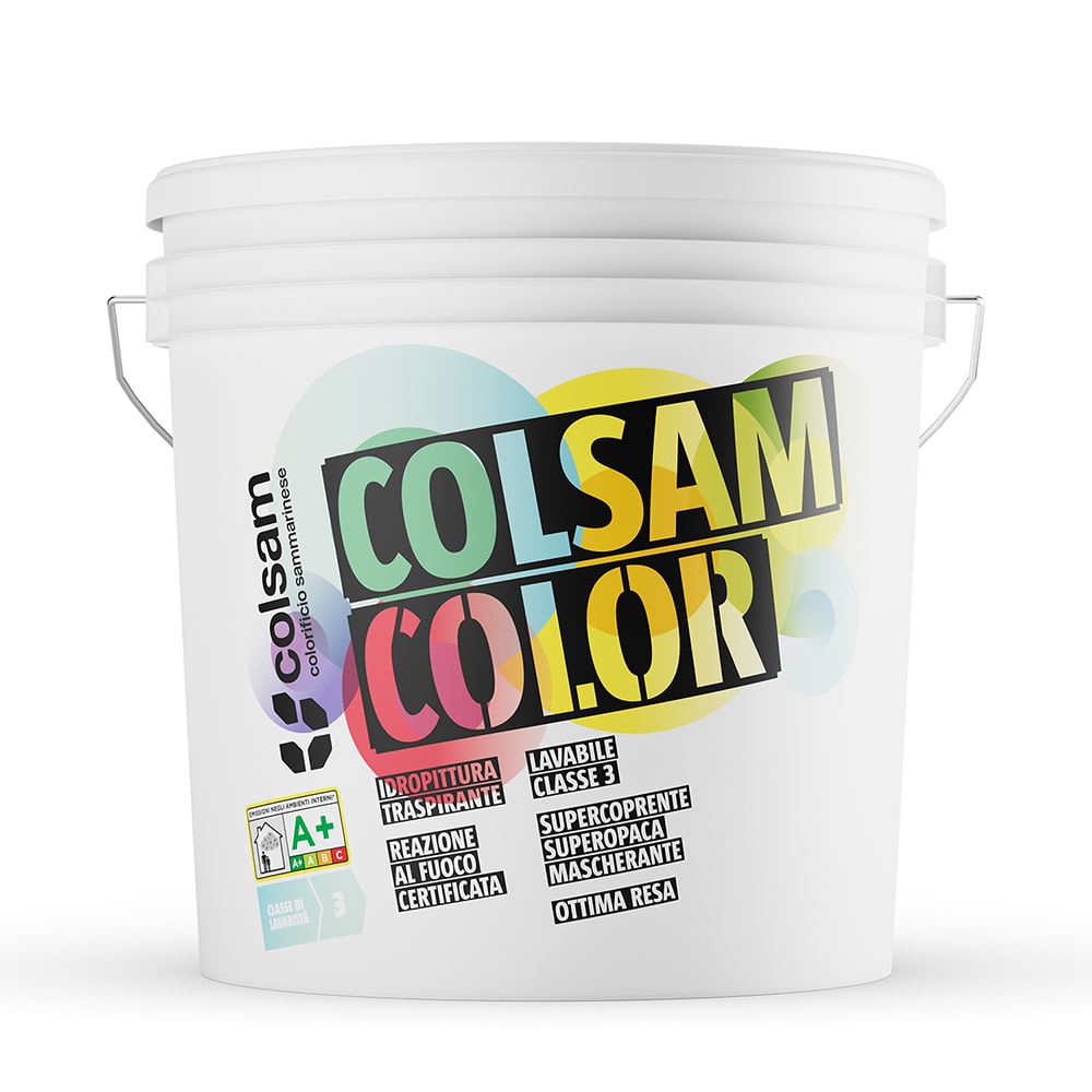 Idropittura murale traspirante lavabile supercoprente COLSAM COLOR lt.14 bianca COLORIFICIO SAMMARINESE