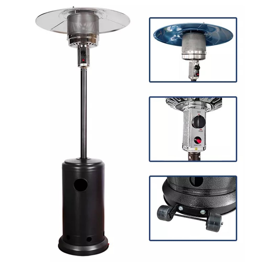 Stufa a gas da esterno termopatio a fungo C LINE MUSHROOM nera potenza 13Kw