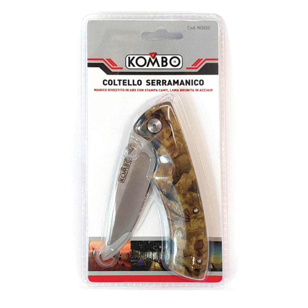 Coltello a serramanico multiuso con manico rivestito in abs camouflage KOMBO