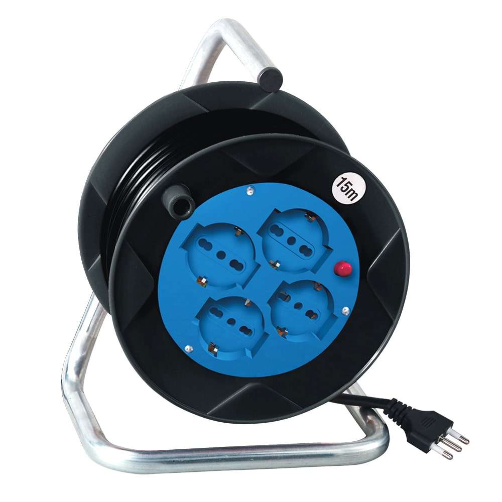 Prolunga avvolgibile avvolgicavo 4 prese bipasso/schuko cavo 3 x 1,5 mt.15 spina 16A CFG ES083