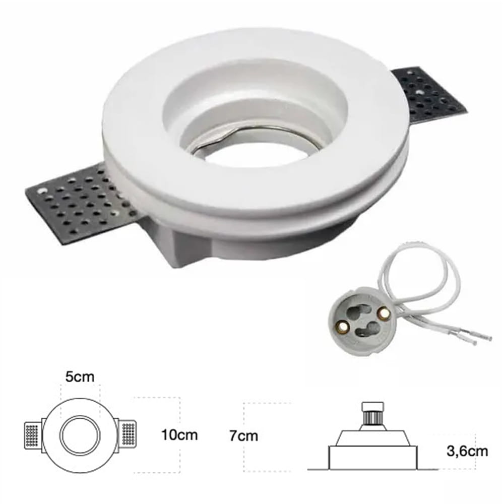 Faretto slim tondo in gesso ad incasso a scomparsa cm.10 CSF010
