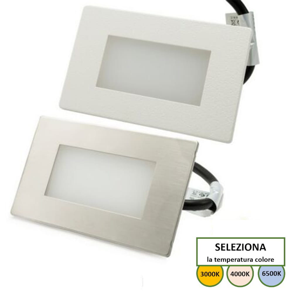Faretto segnapasso LED COVERAGE per cassetta 503 con cover intercambiabile IP65 3W CCT 3000/4000/6000K