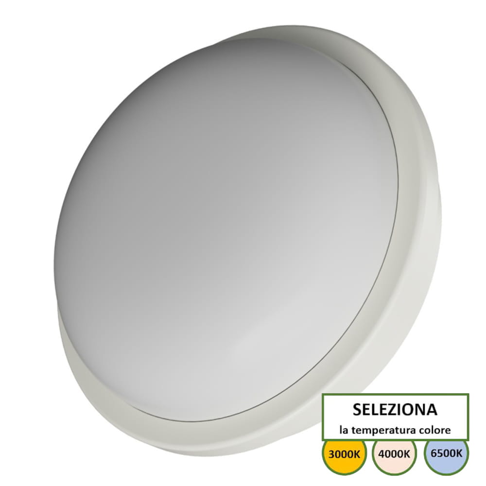Plafoniera LED rotonda PALIO IP65 20W 2500lm con selettore CCT 3000/4000/6000K bianca
