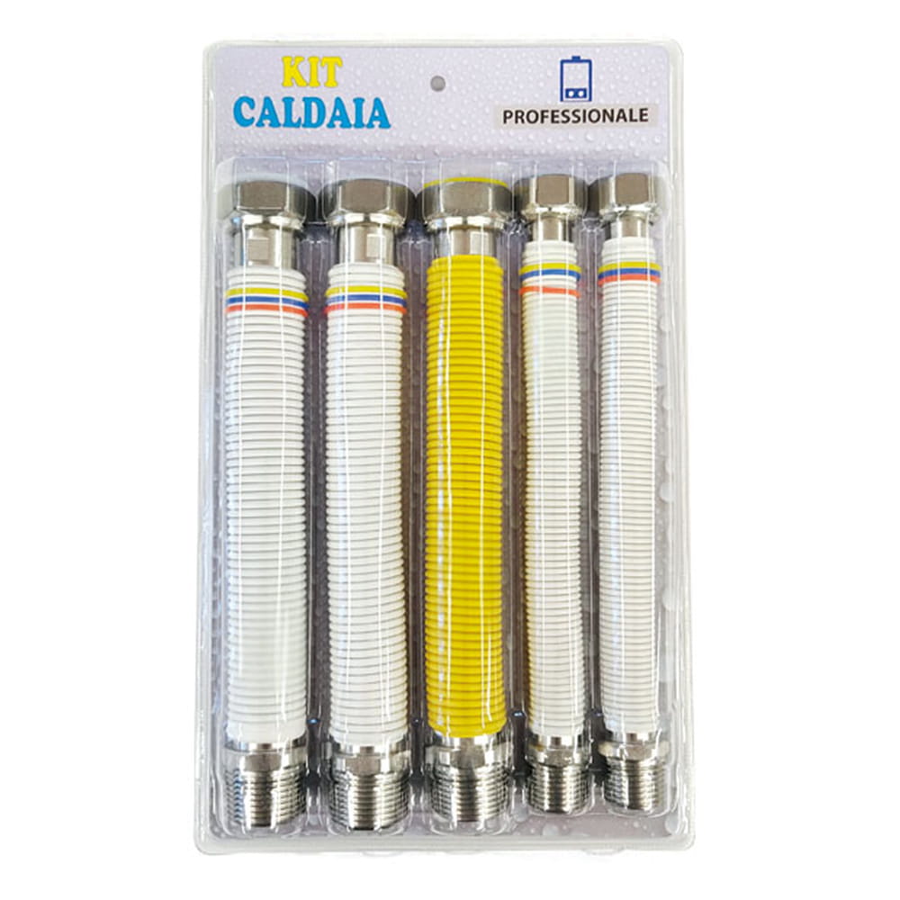 Kit flessibili inox rivestiti per allacciamento caldaia 3/4" + 1/2" cm.20/40