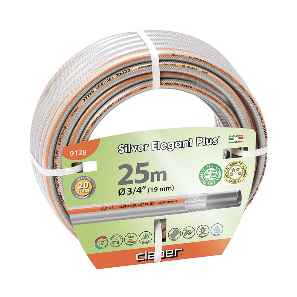 Tubo retinato da giardino CLABER 9128 SILVER ELEGANT PLUS Ø 3/4” mm.19 x 25 mt.