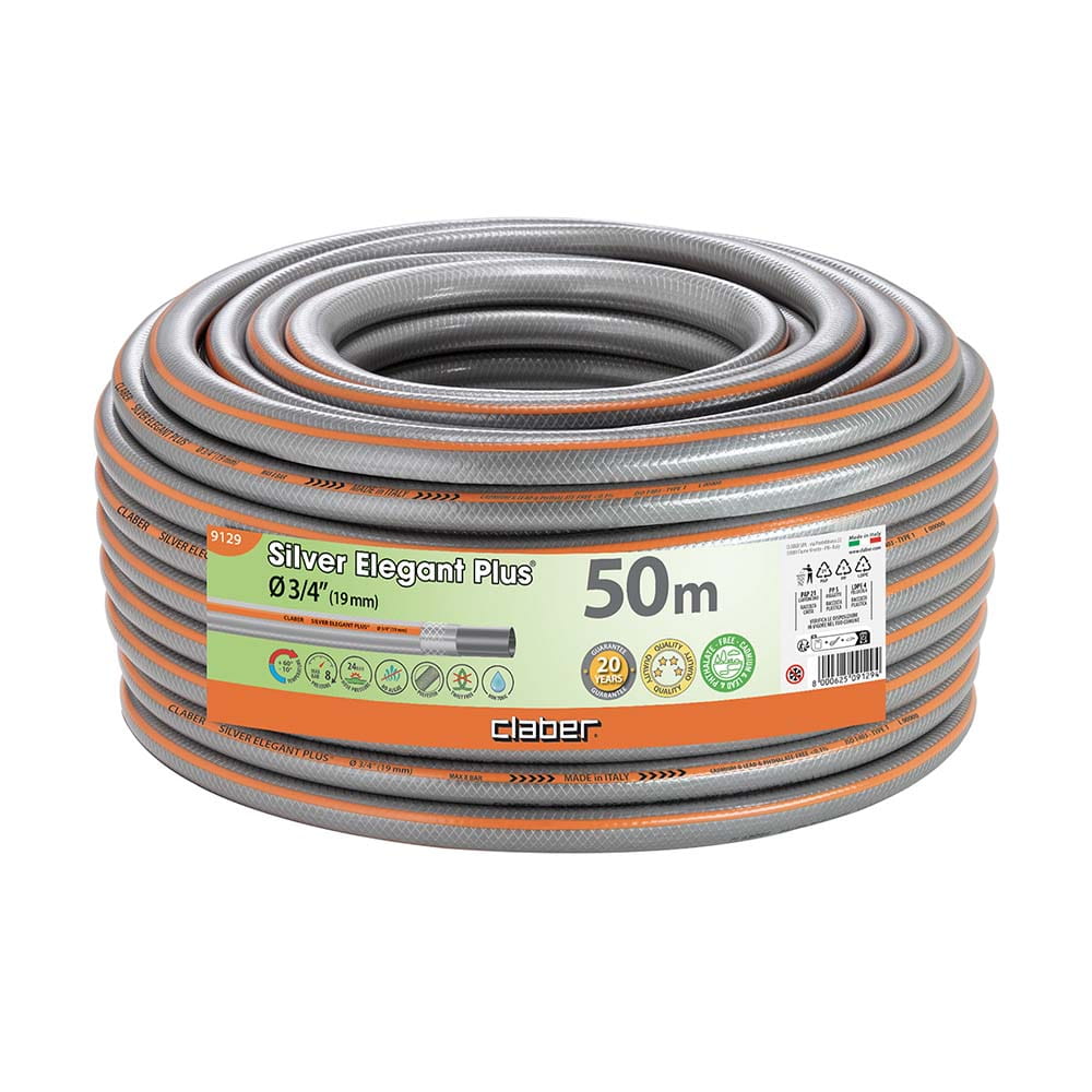 Tubo retinato da giardino CLABER 9129 SILVER ELEGANT PLUS Ø 3/4” mm.19 x 50 mt.