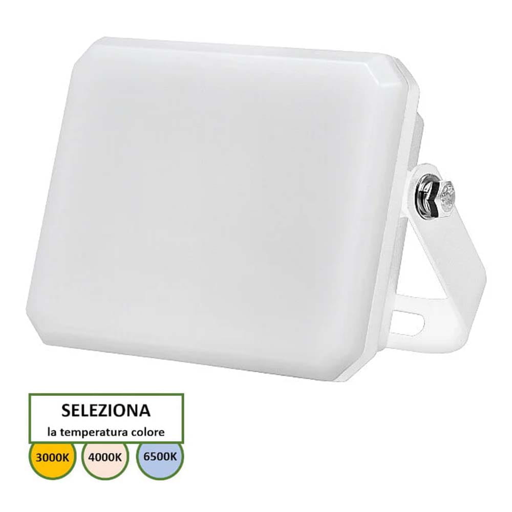 Faro proiettore led floodlight tutto schermo 30W 3000 lumen con selettore CCT OMEGA LD703 bianco