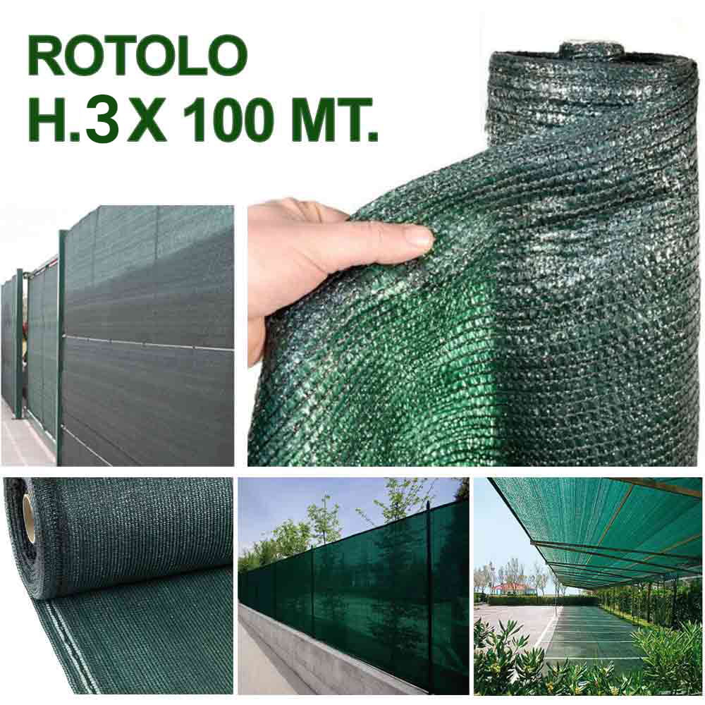 Telo ombreggiante frangivista verde ombreggiante al 90% rotolo h.3 x 100 metri