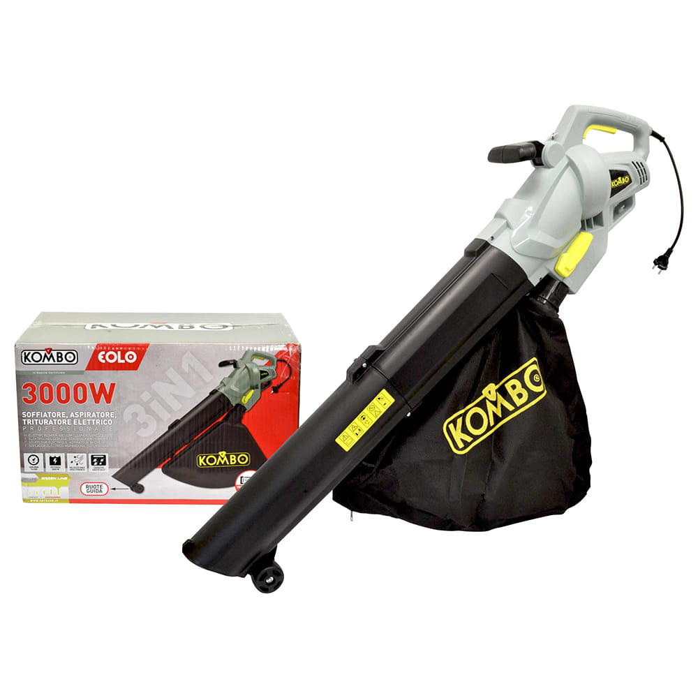 Aspiratore soffiatore trituratore elettrico per foglie 3000W sacco lt.40 KOMBO