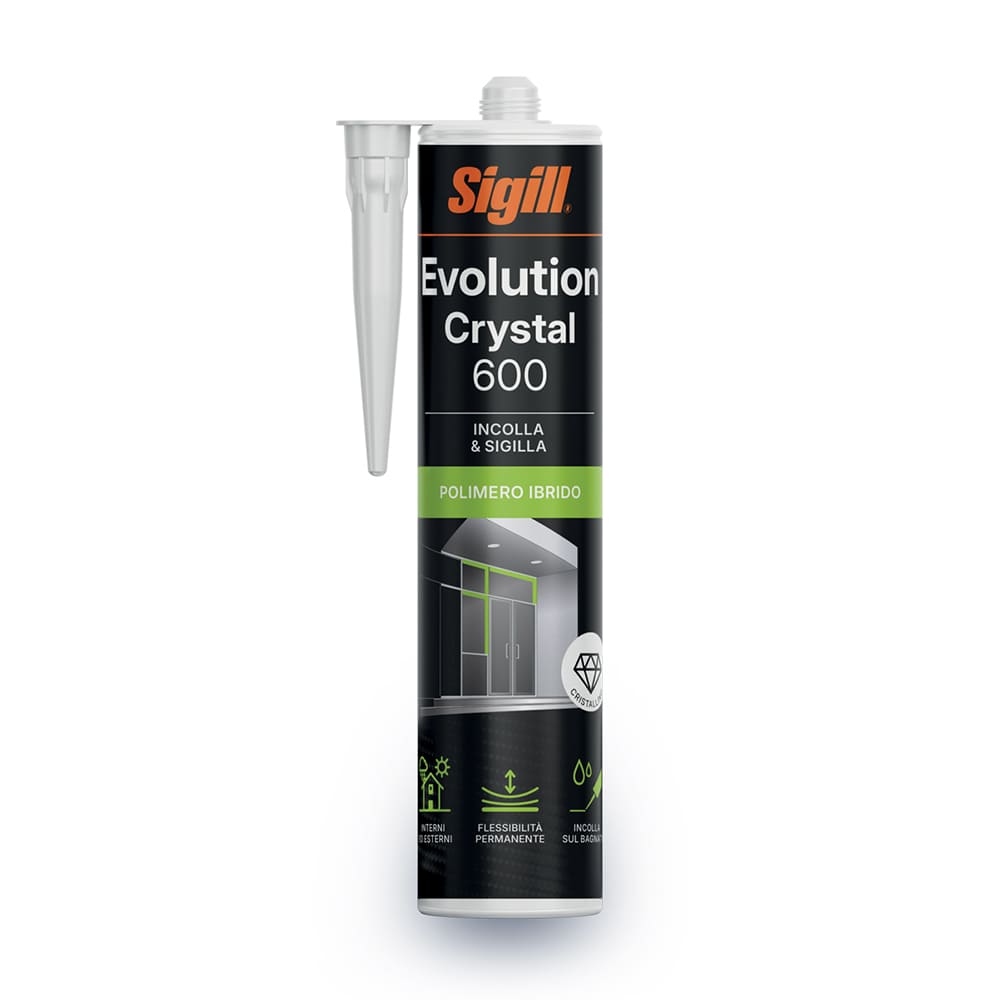 Silicone adesivo sigillante trasparente cristallino a base di polimeri silano modificati SIGILL EVOLUTION CRYSTAL 600 ml.290