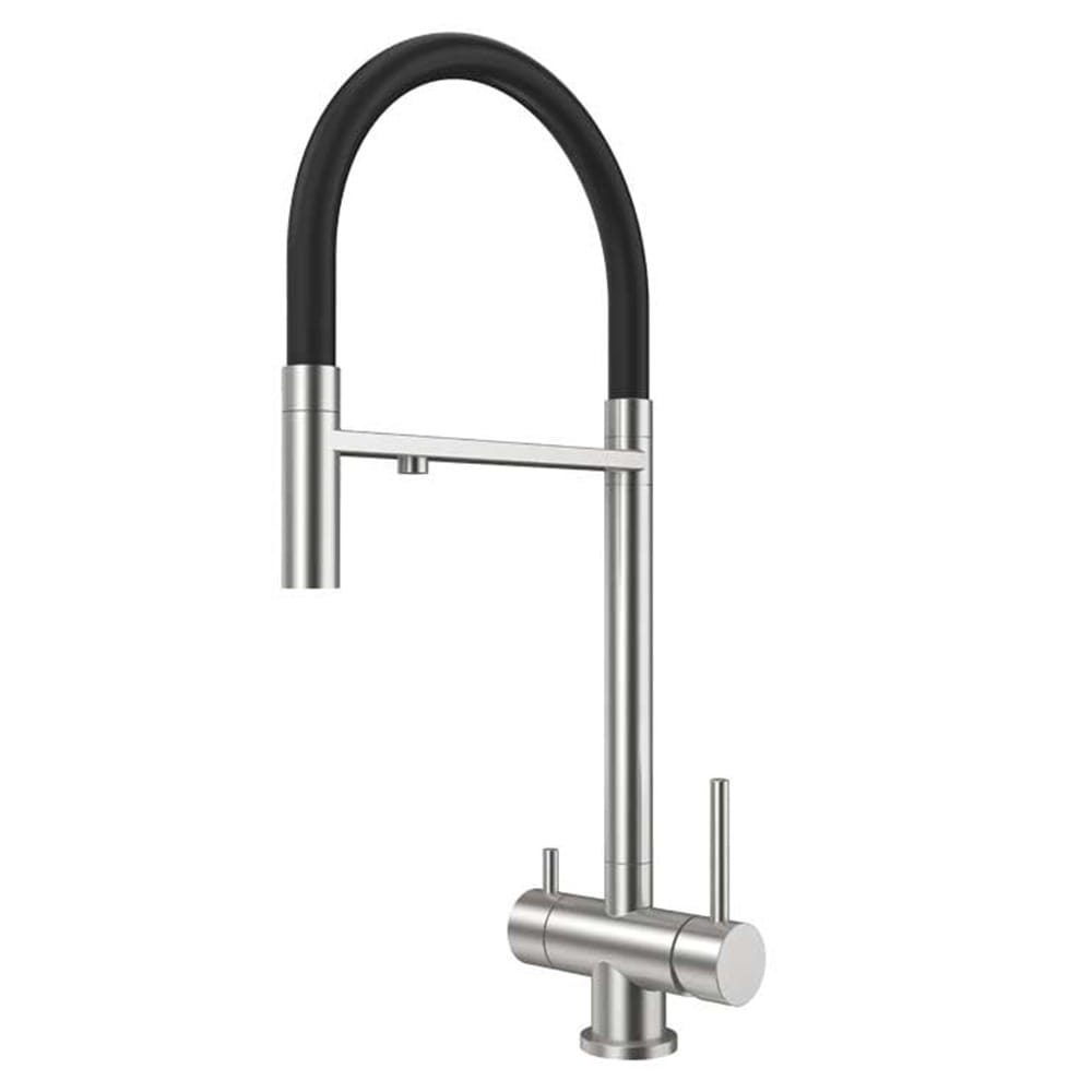 Rubinetto miscelatore lavello cucina a 3 vie ATLAS nickel satinato per depuratore d
