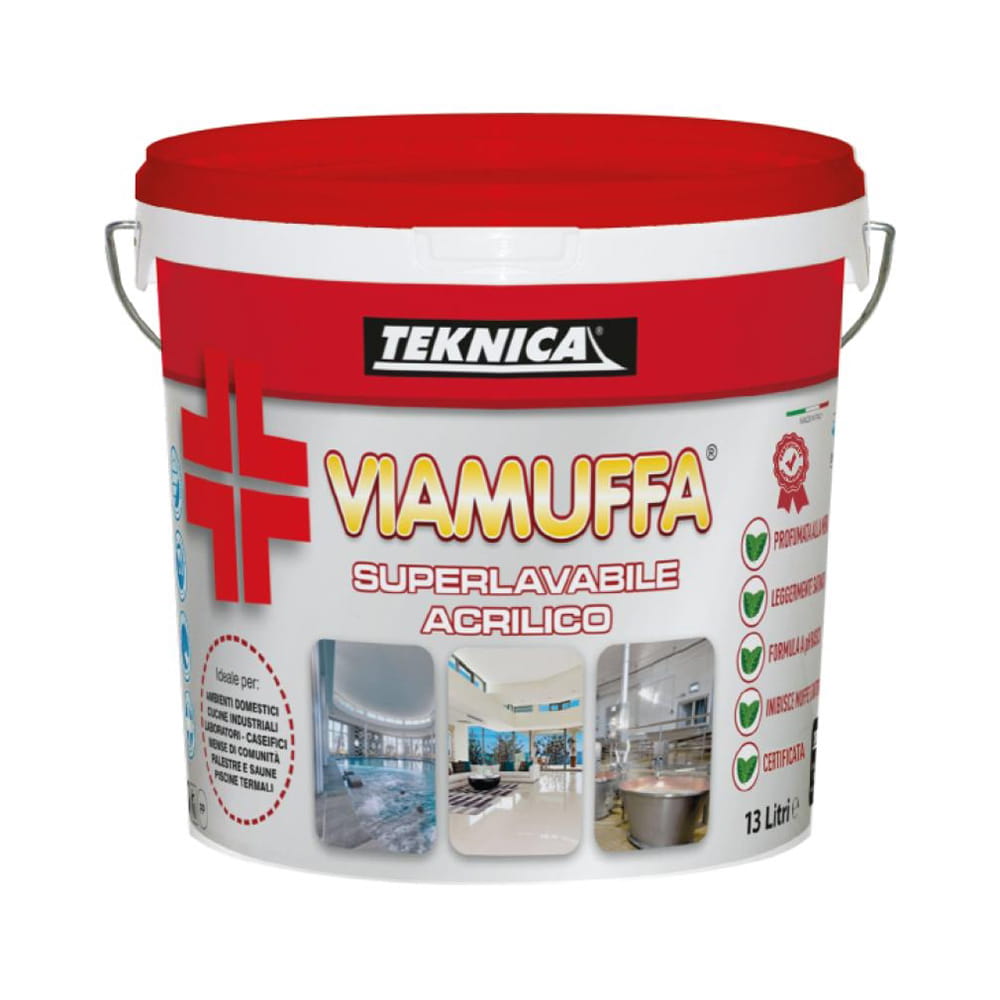 Idropittura superlavabile acrilico antimuffa TEKNICA VIAMUFFA a PH basico lt.1-4-13
