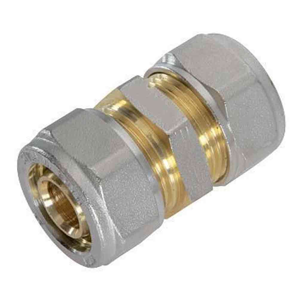 Raccordo diritto niples doppio manicotto per tubo multistrato mm.26 ikaro