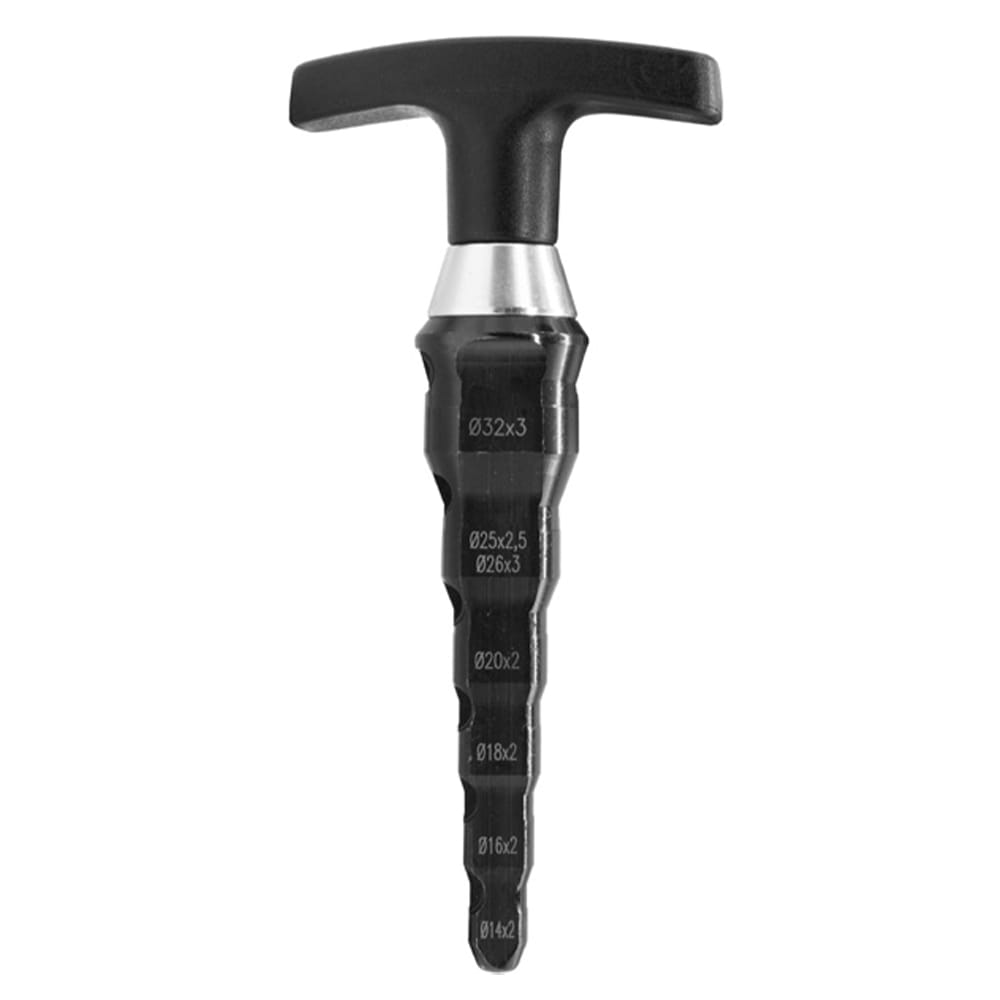 Sbavatore calibratore svasatore professionale a cricchetto per tubi multistrato 14-32 mm. FUMASI 508132P