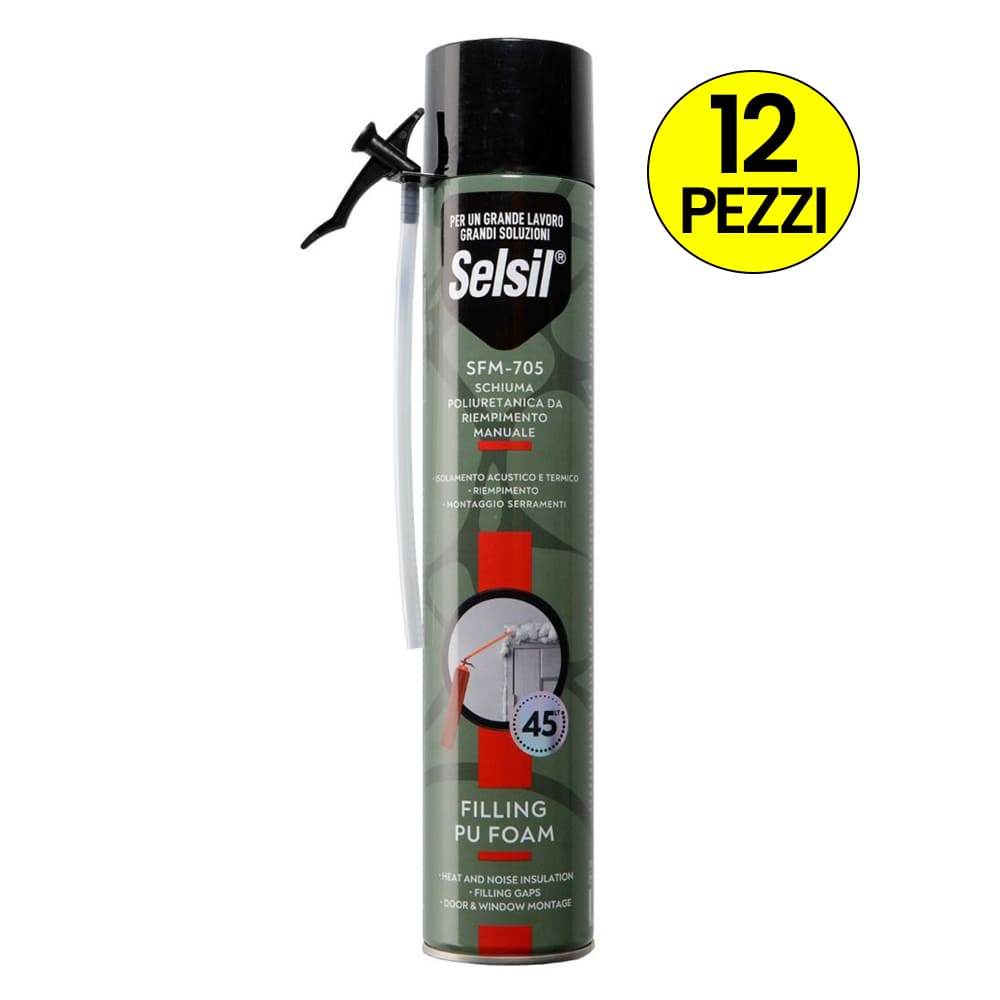 OFFERTA Schiuma poliuretanica manuale ml.750 SELSIL cf.12 pz.