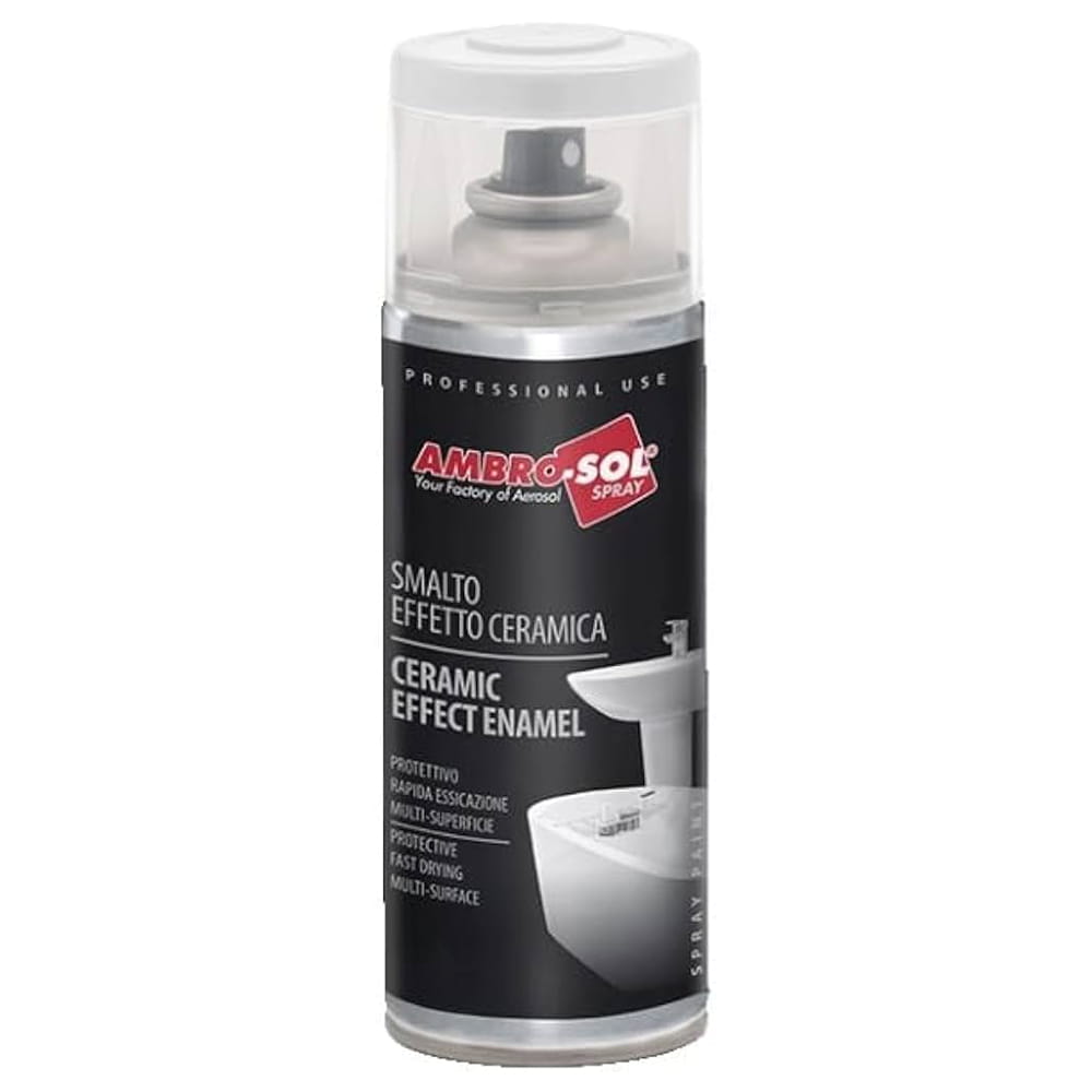 Vernice spray per sanitari ml.400 bianco AMBRO-SOL spray ripristina sanitari effetto ceramica