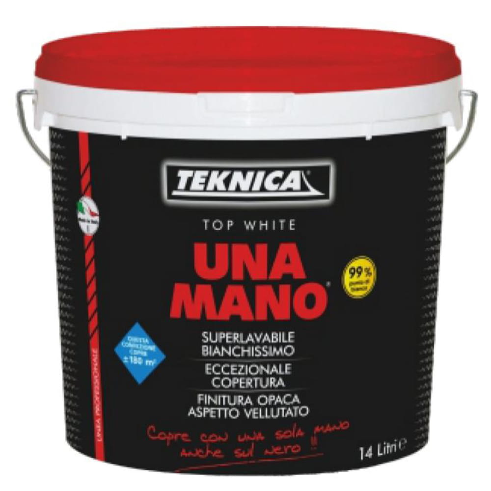 Idropittura murale superlavabile supercoprente a mano unica TEKNICA UNA MANO top white 