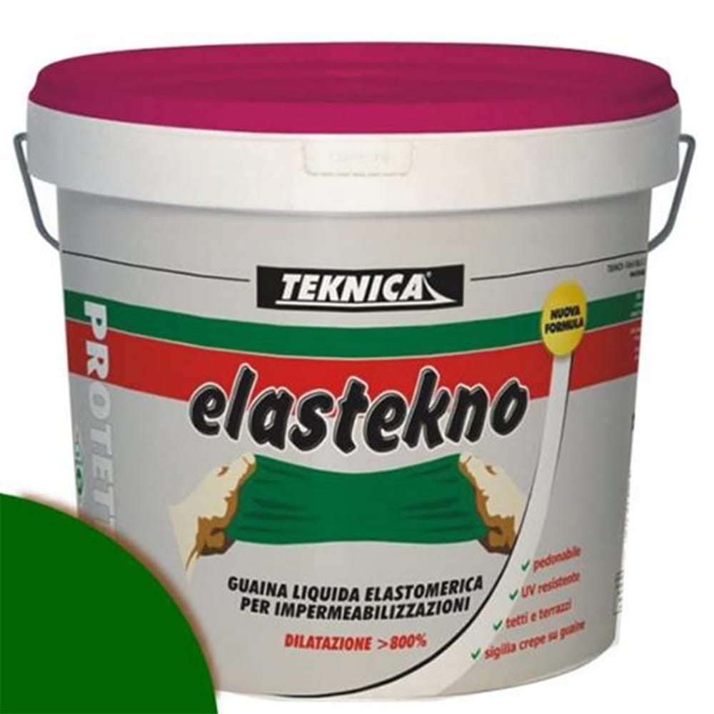 Guaina liquida fibrorinforzata impermeabilizzante TEKNICA ELASTEKNO verde